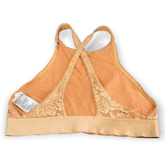 Urban Outfitters Out From Under neutral lace cross-back high neck bralette Large - Picture 4 of 8